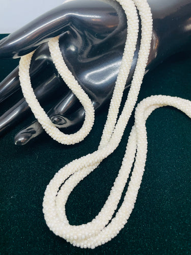 Flapper Style White Beaded Lariat